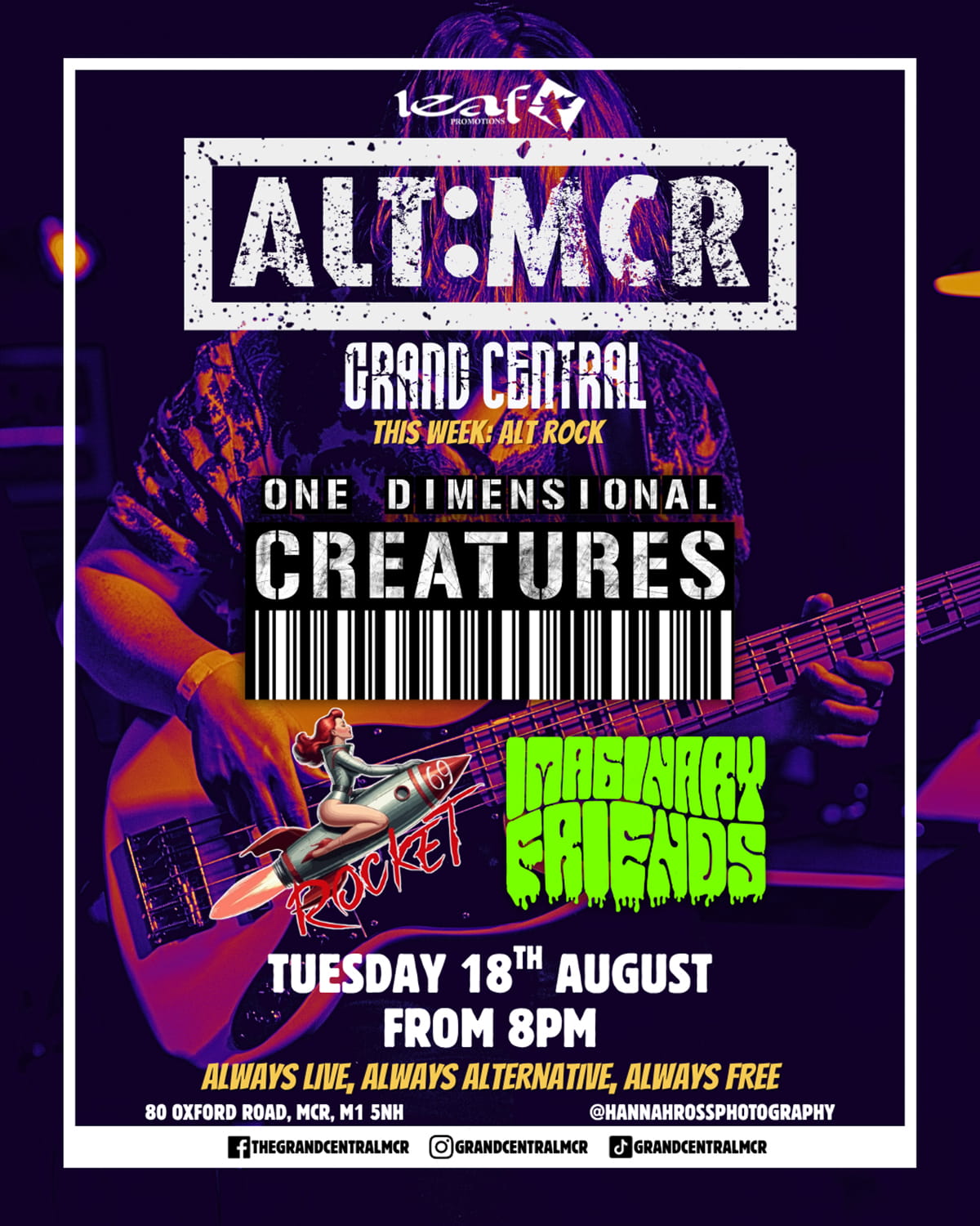 Leaf Promotions presents - One Dimensional Creatures @ ALT:MCR in The Grand Central in Manchester