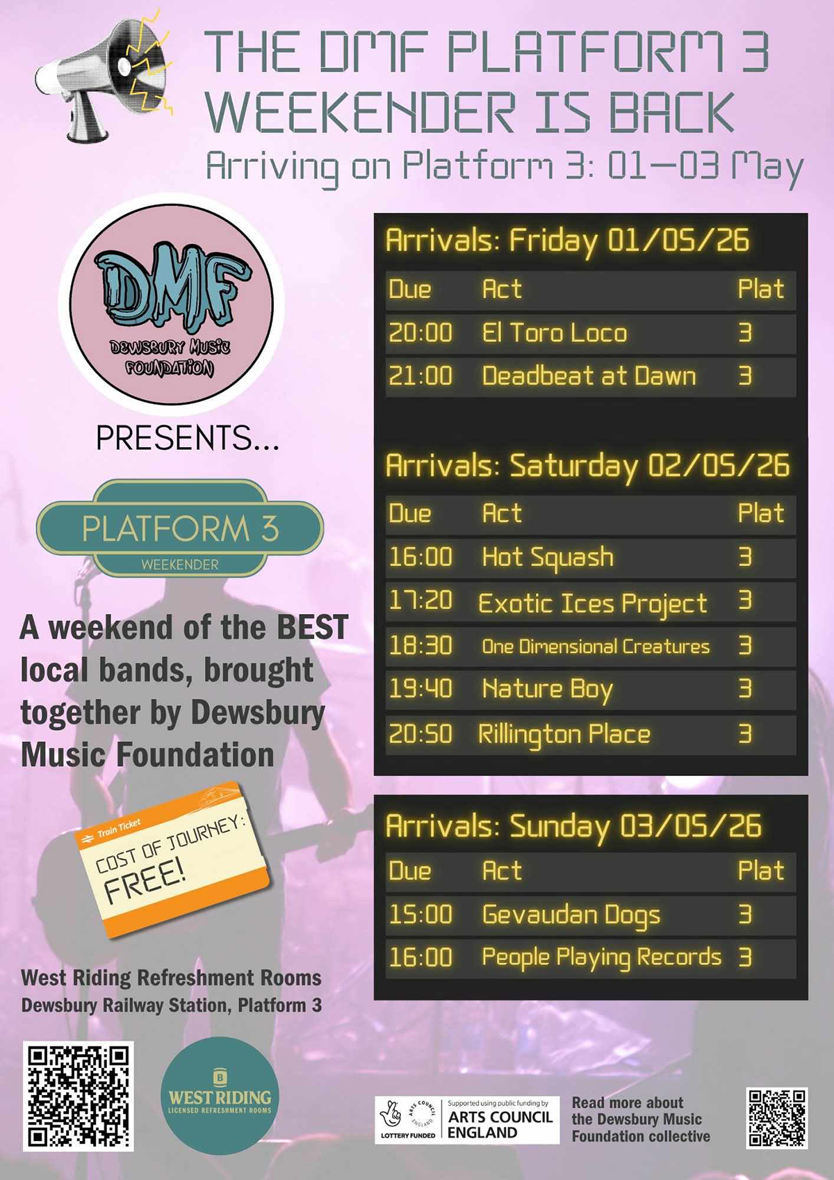 One Dimensional Creatures a weekender at Dewsbury Train Station in May 2026